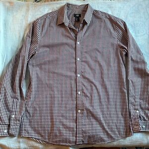 H&M Men's XL Maroon Plaid Button Down Shirt